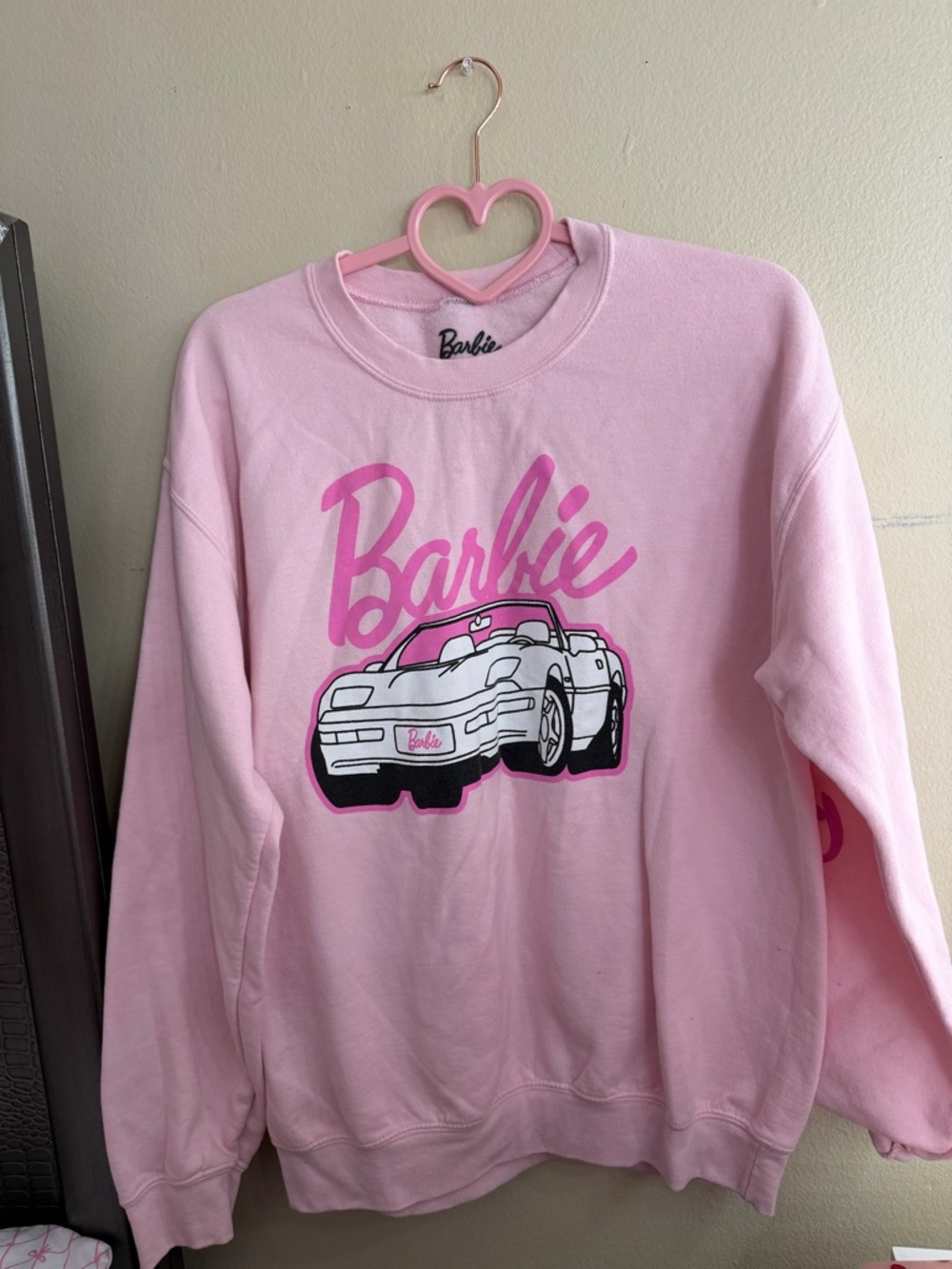 Barbie Light Pink Logo Pullover with Pink Hanger Accent